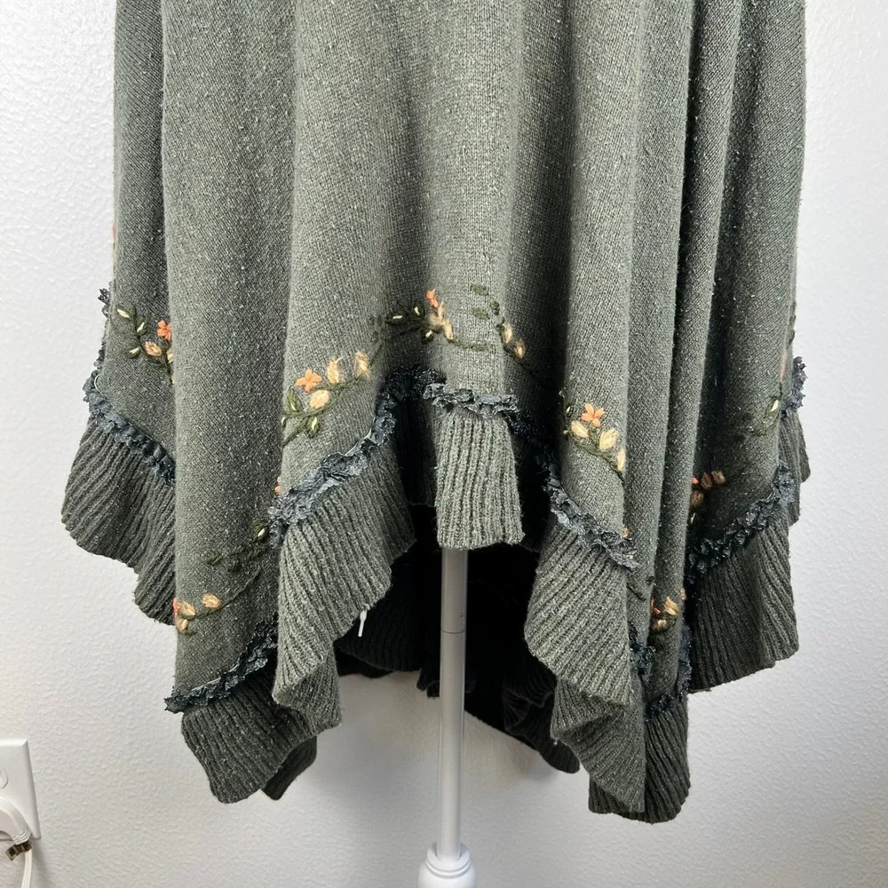 Soft Surroundings Embroidered Cardigan Nature Silk Fairy Autumn Ruffle Vintage